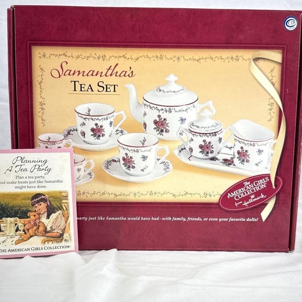 American Girl Samantha Tea Set Hallmark 12 Piece Porcelain Floral 2002 Vintage
